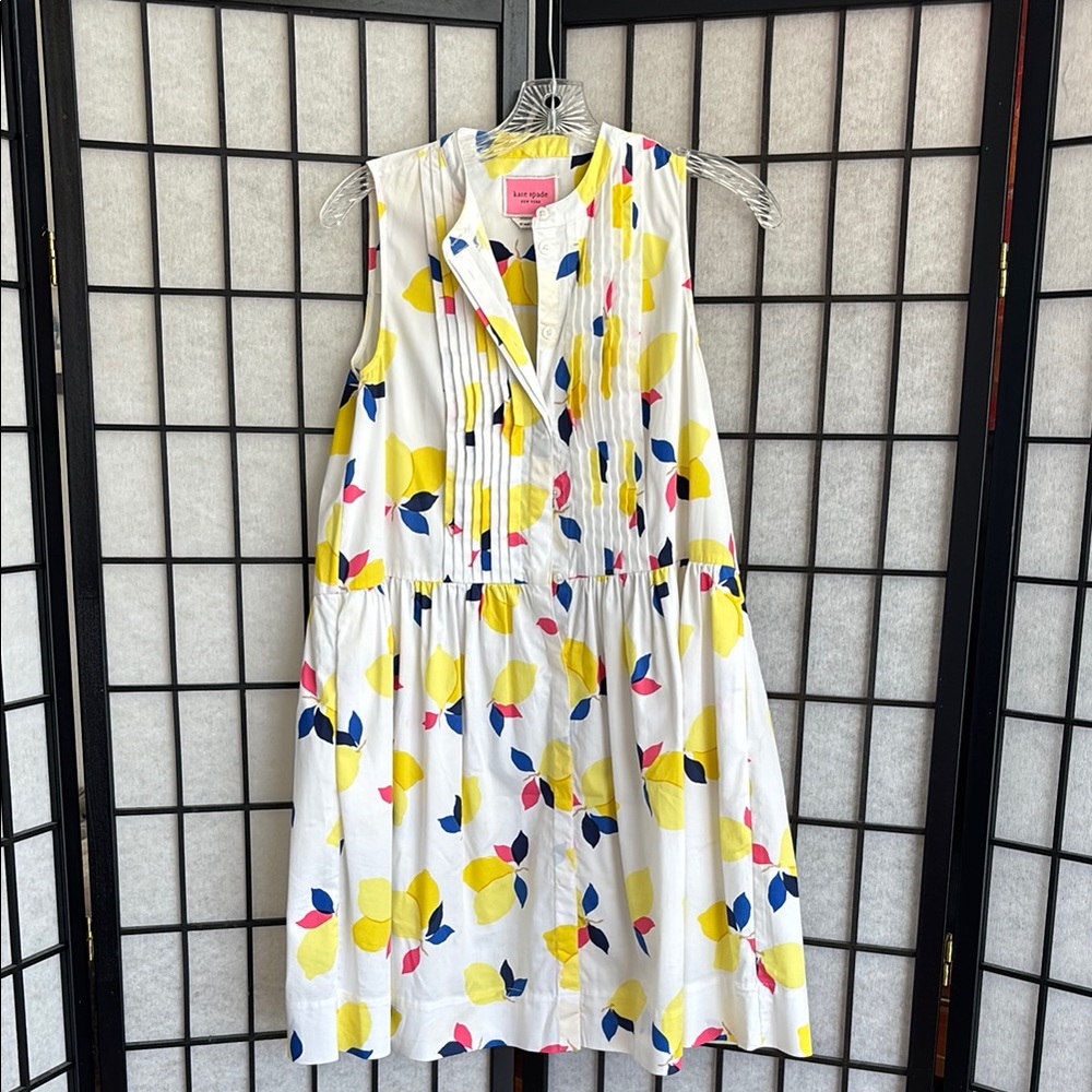 Kate Spade White Dress with Yellow and Blue Floral Pattern